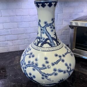 Blue and White Porcelain Vase - Classic Floral Design